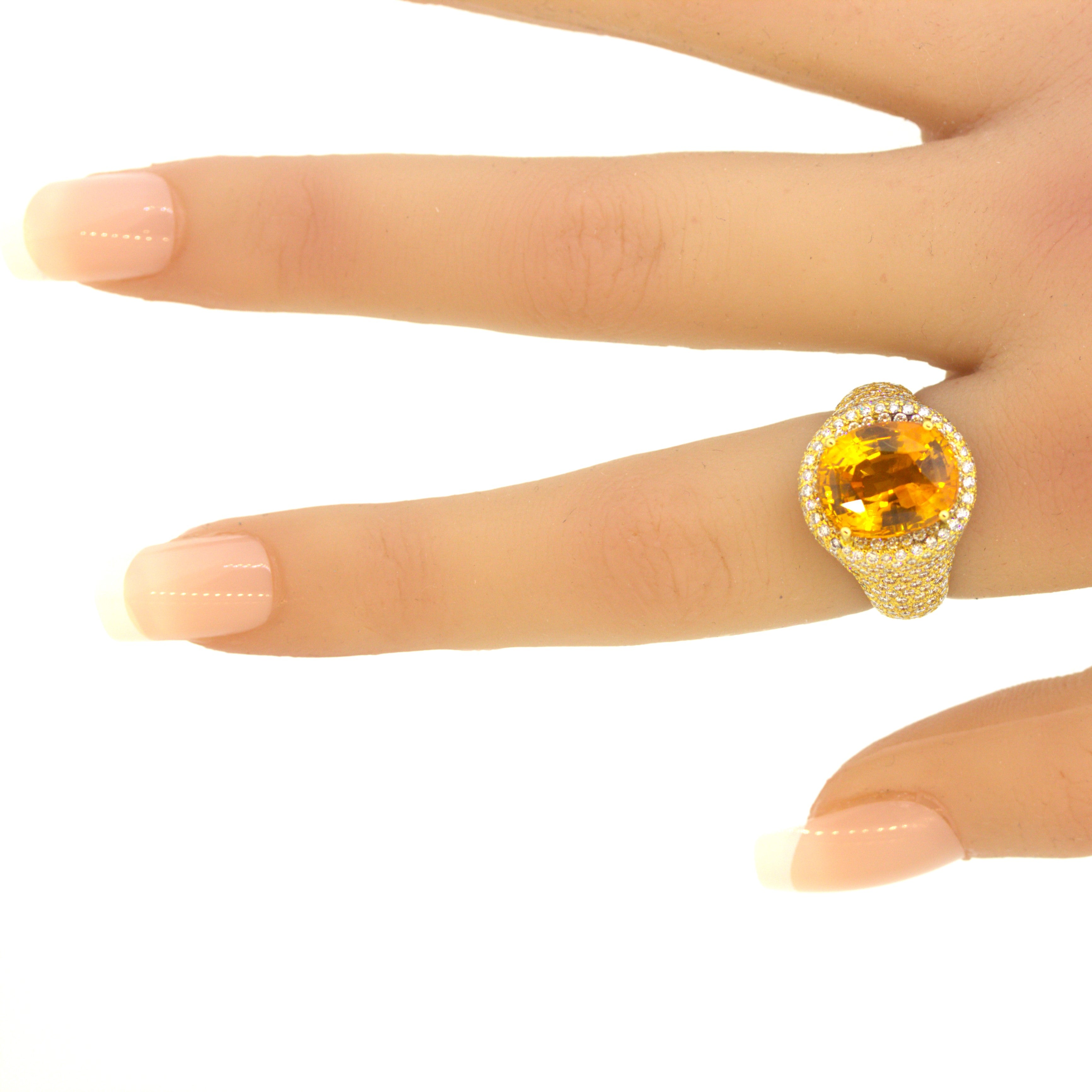 8.40 Carat Orange Sapphire Diamond Gold Ring, GIA Certified