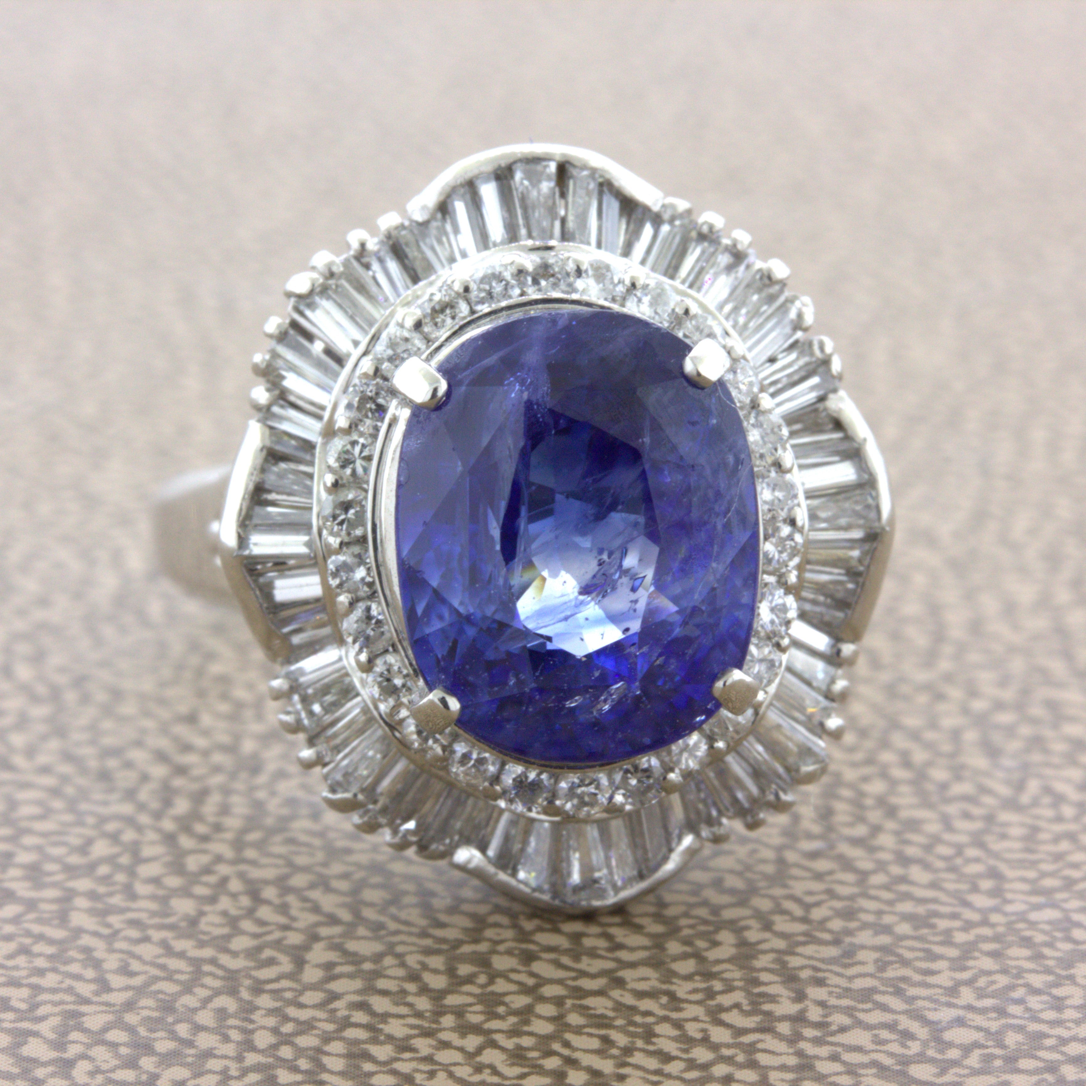 7.94 Carat Sapphire Diamond Platinum Ring