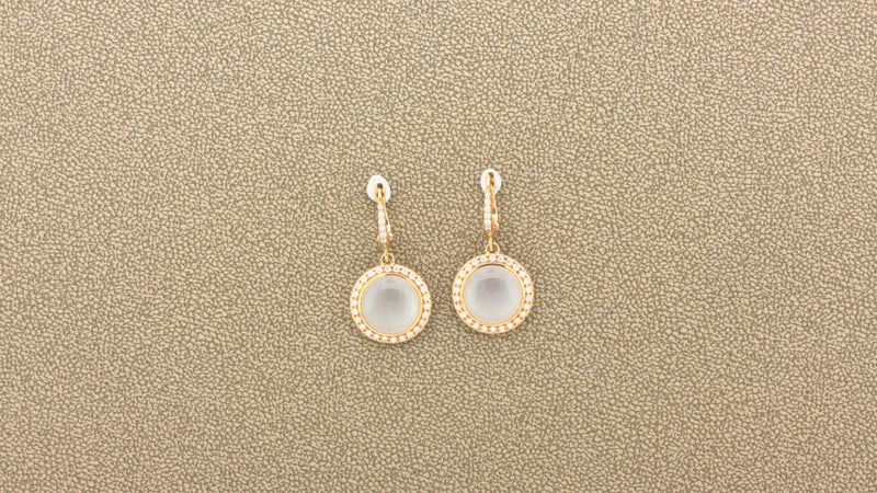 Moonstone Diamond 18k Rose Gold Drop Earrings