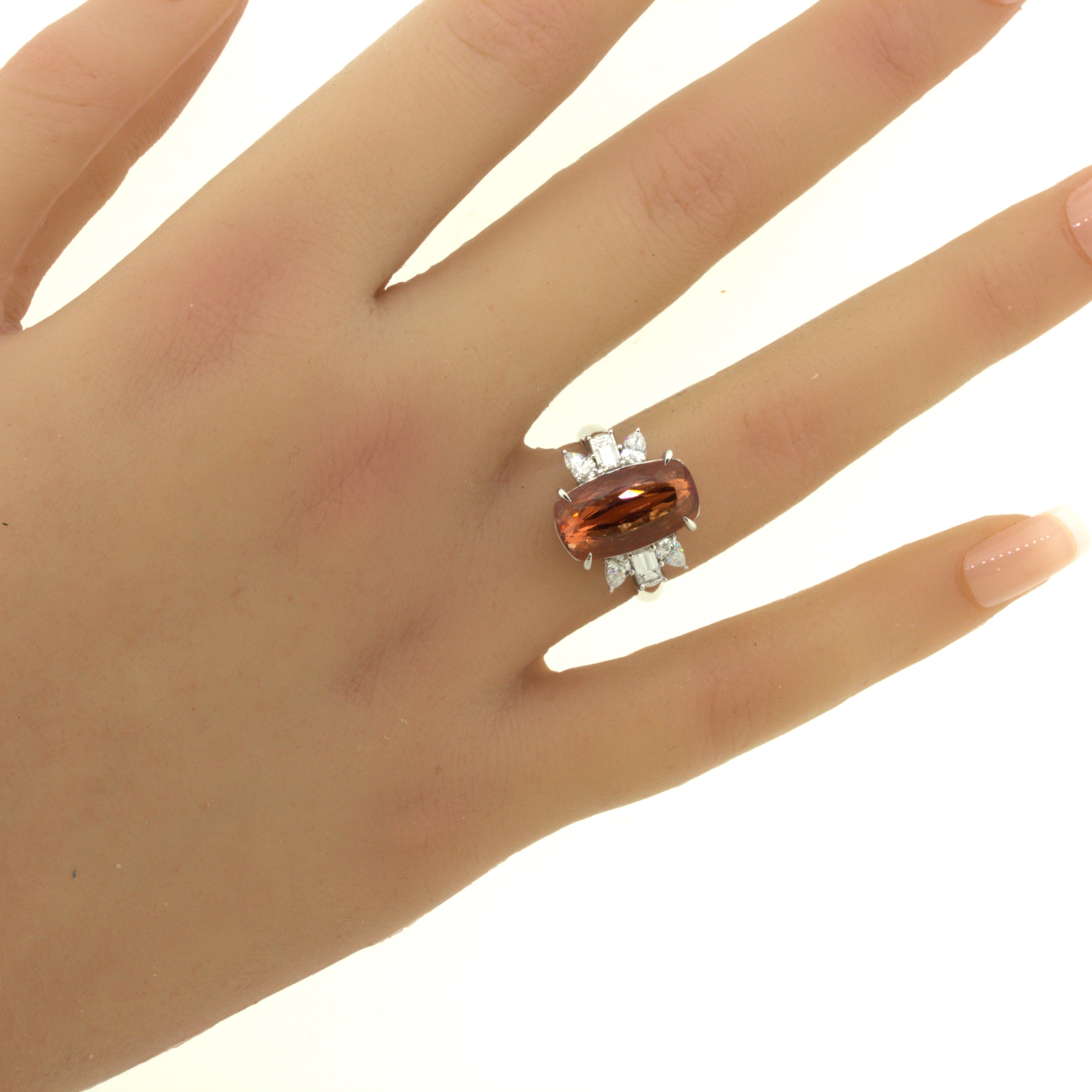 8.05 Carat Imperial Topaz Diamond Platinum Ring