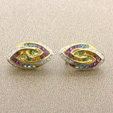 Bellarri Multi-Color Gemstone Diamond 18k Yellow Gold Earrings