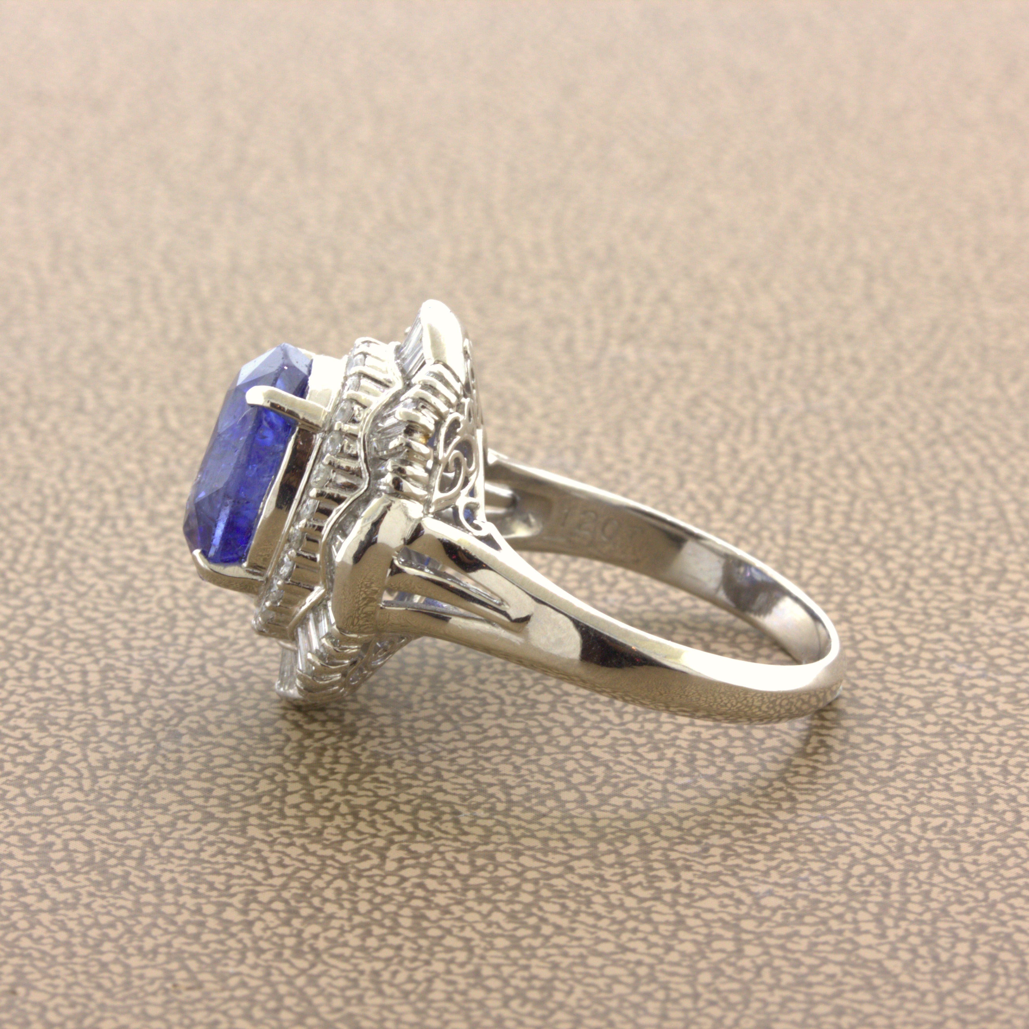 7.94 Carat Sapphire Diamond Platinum Ring