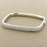 Modern Diamond Pave 18K White Gold Bangle Bracelet