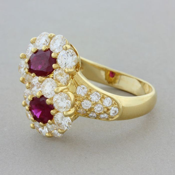 Ruby Diamond Gold Twin Ring