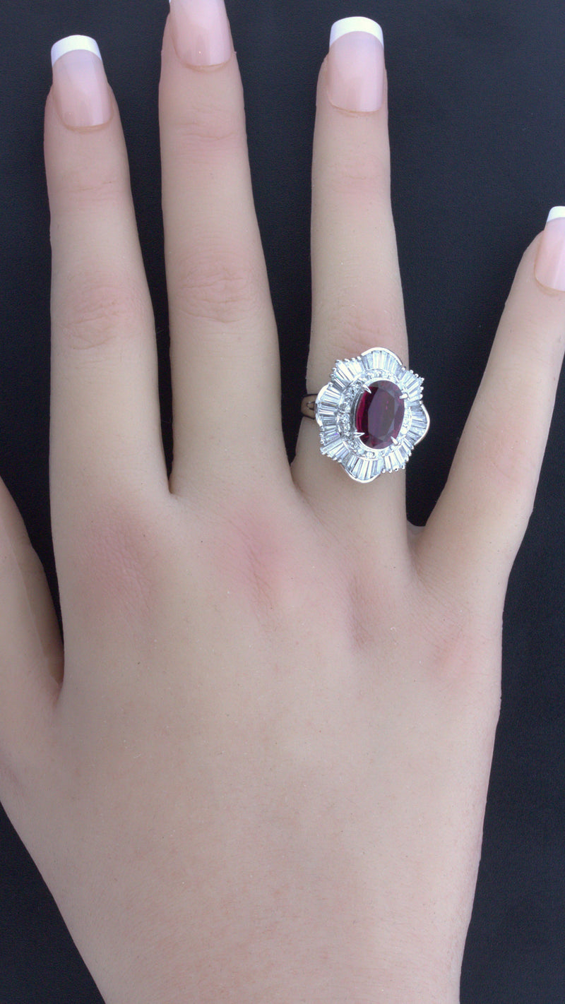 2.51 Carat Ruby Diamond Platinum Ring