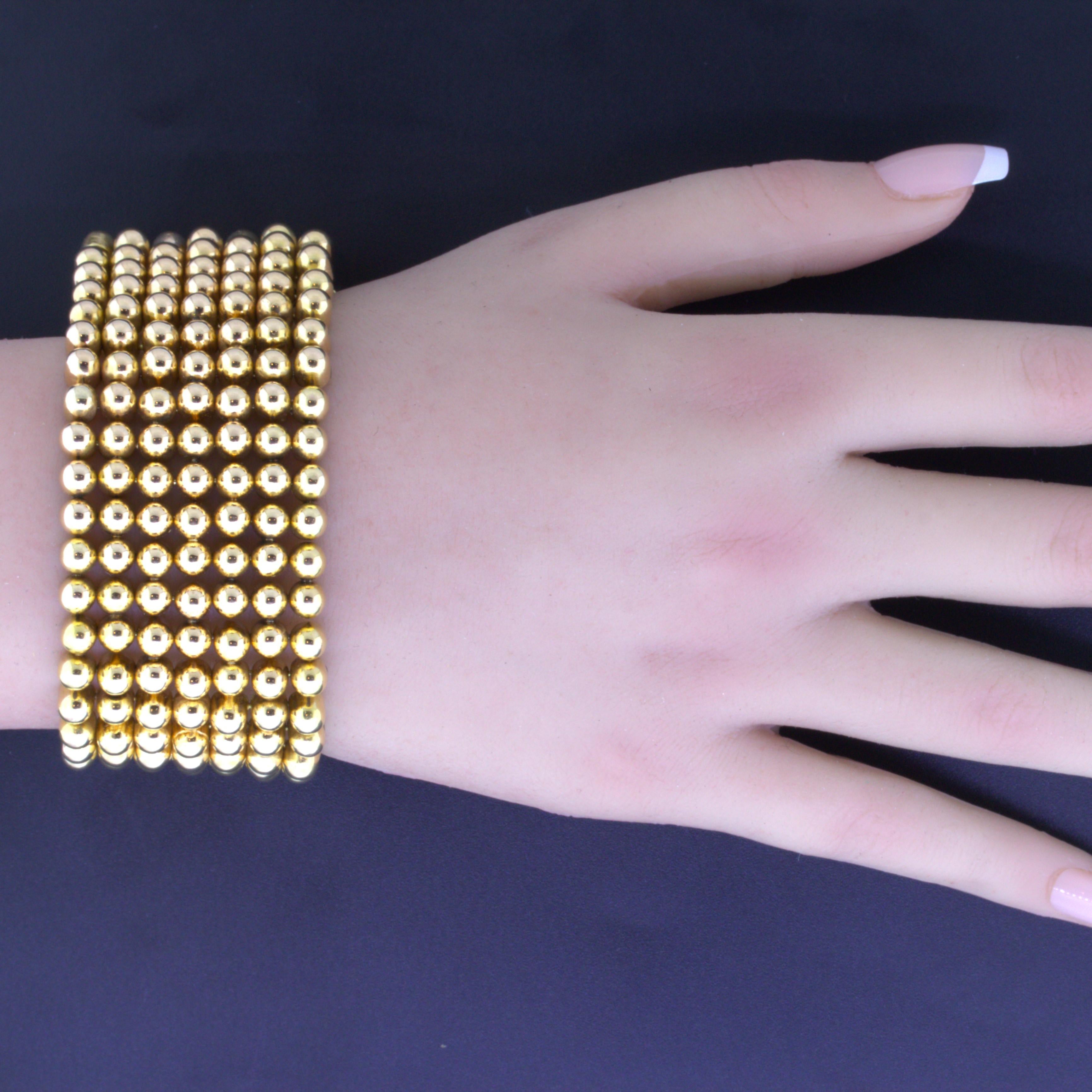 18k Rosey Yellow Gold Wide Dome Bead Bracelet