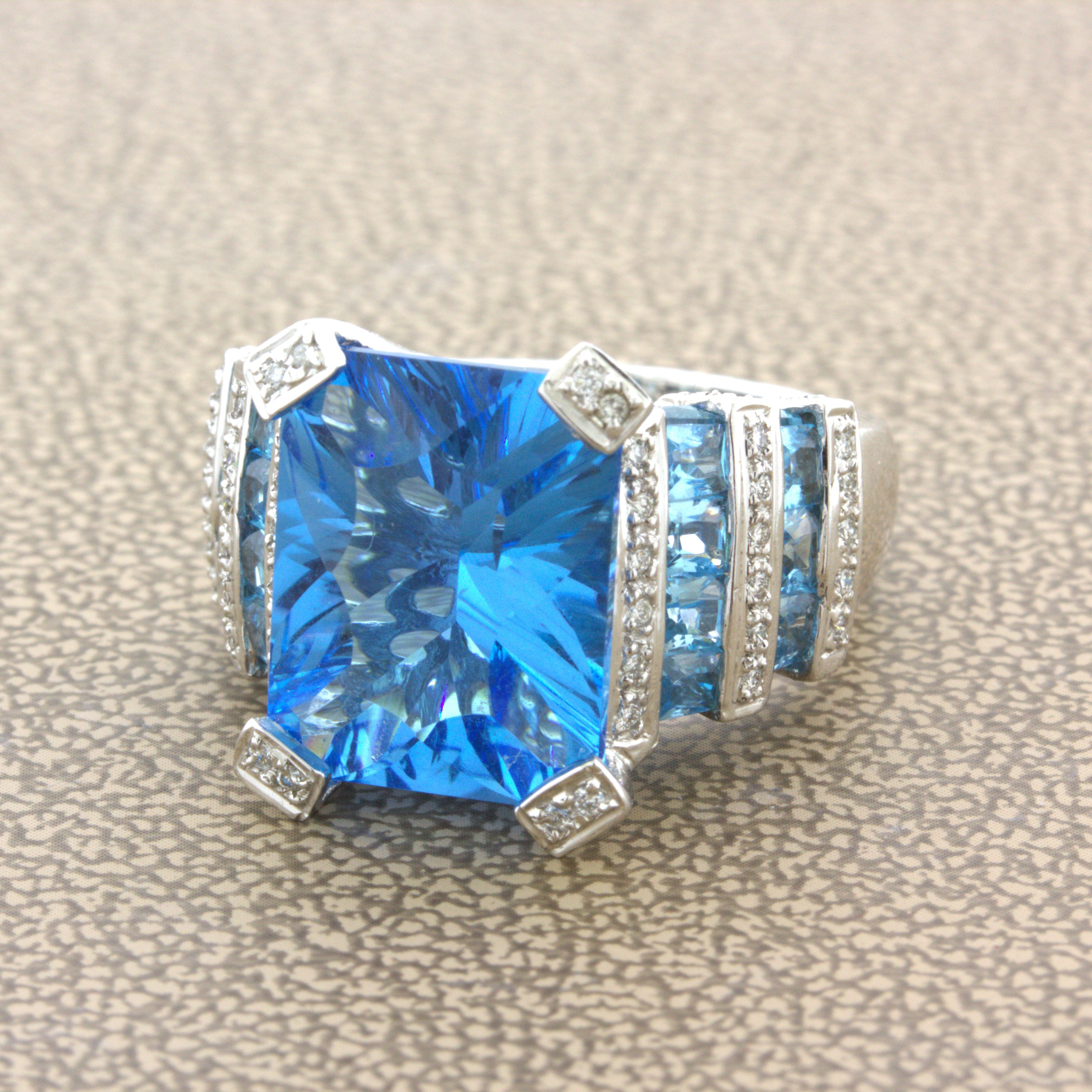 Bellarri Blue Topaz Diamond 18K White Gold Ring