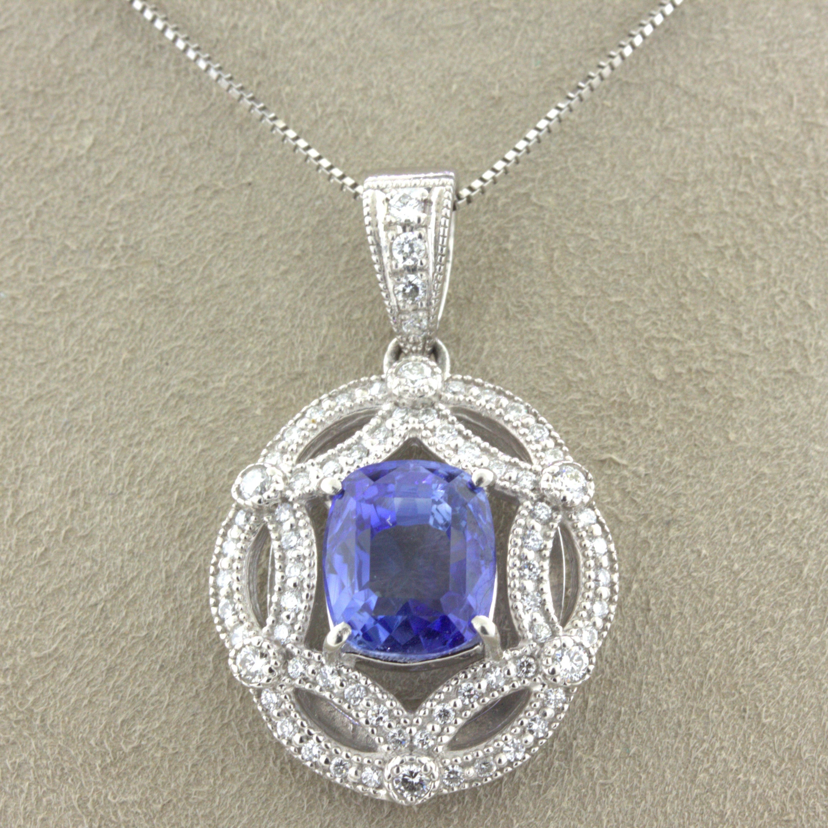 4.80 Carat Blue Sapphire Diamond Platinum Pendant