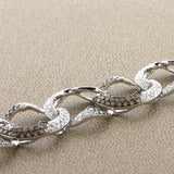 White & Chocolate Colored Diamond 18K White Gold Link Bracelet