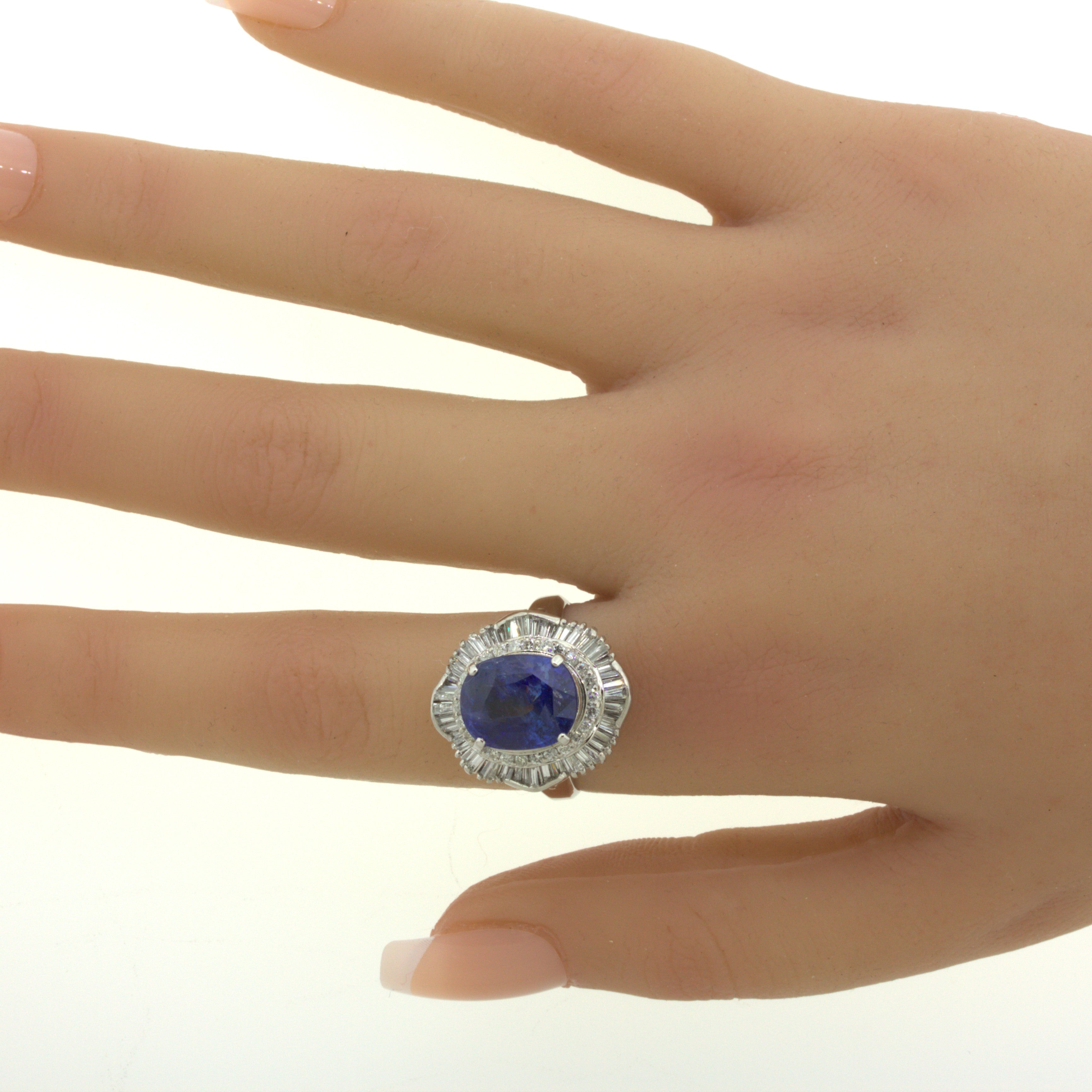 7.94 Carat Sapphire Diamond Platinum Ring