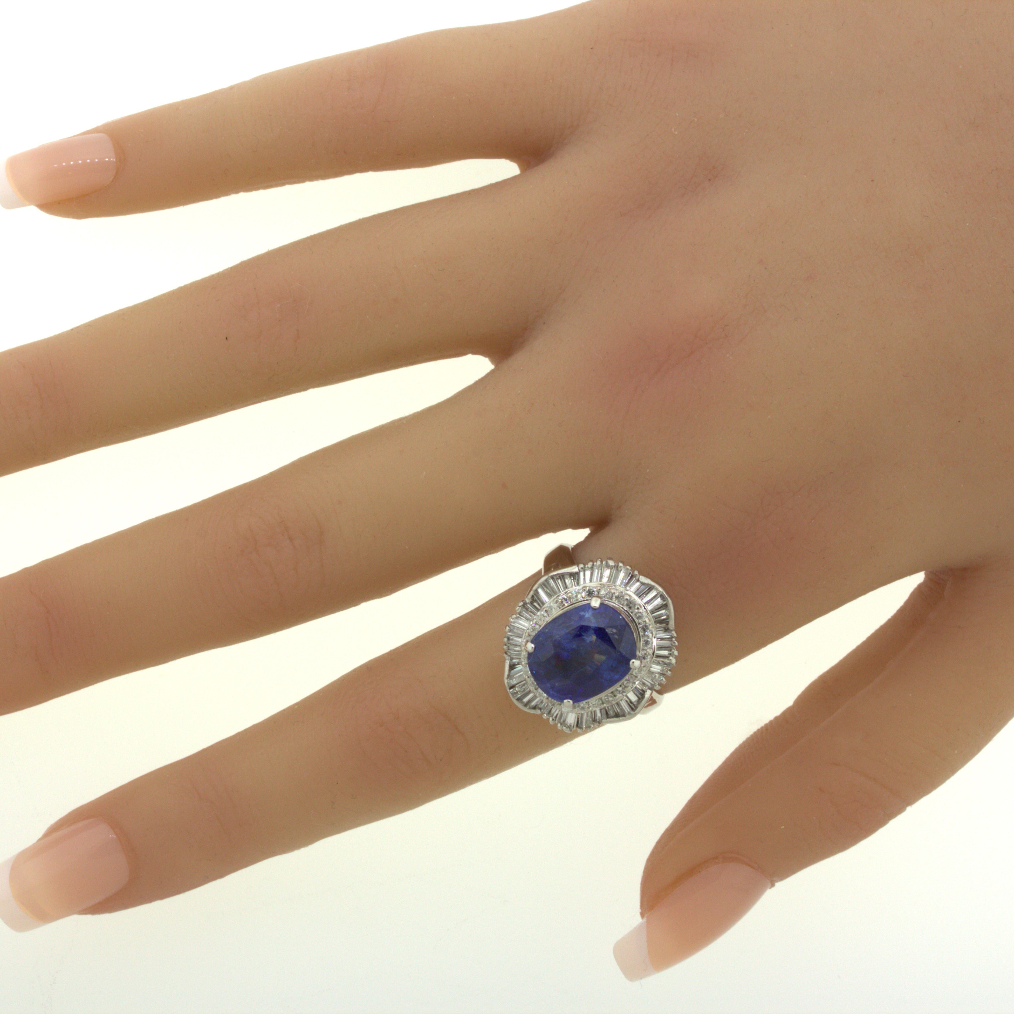 7.94 Carat Sapphire Diamond Platinum Ring