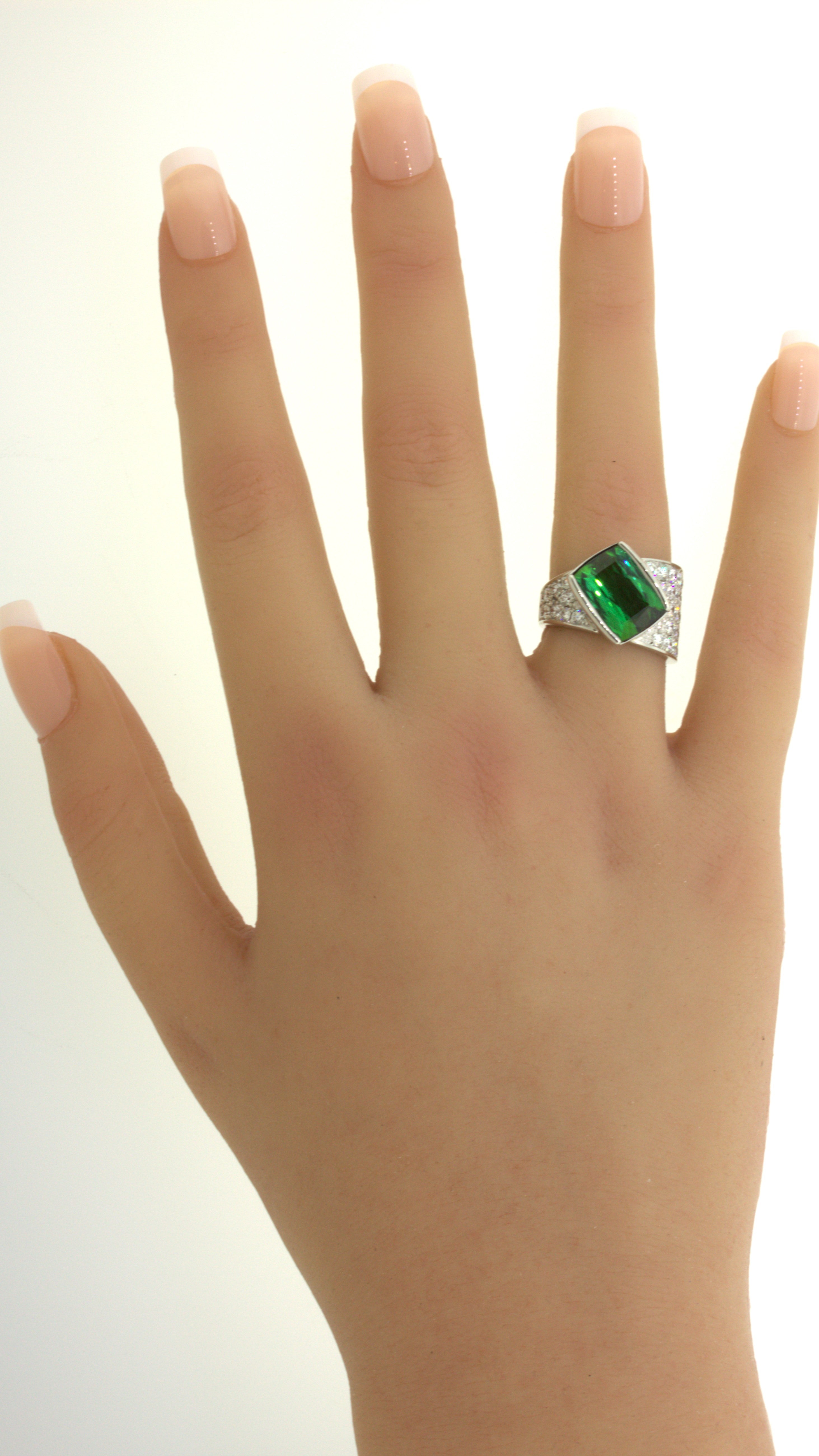 Green Tourmaline Diamond Platinum Ring