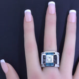 Gentleman’s White Blue Black Diamond 14k White Gold Ring