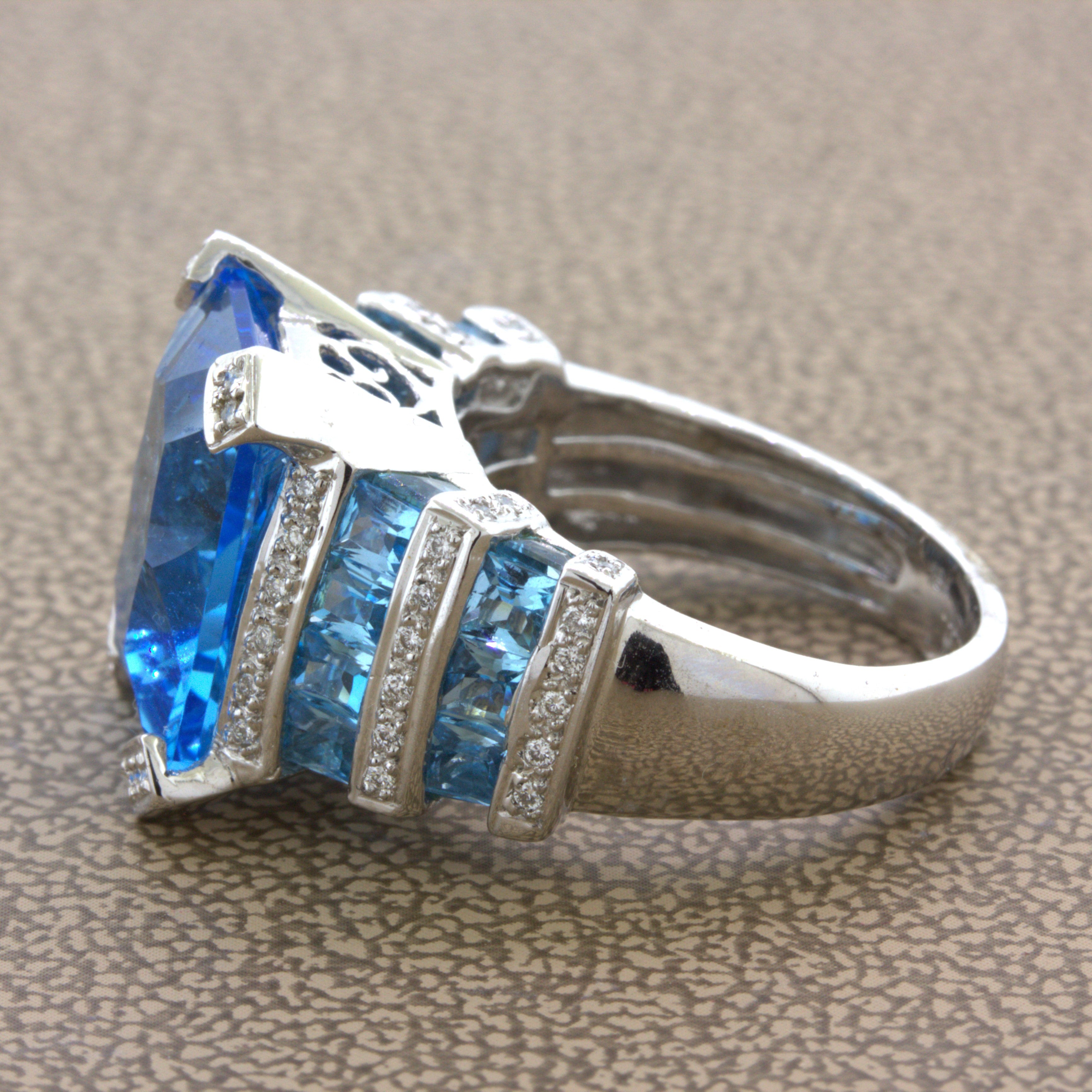 Bellarri Blue Topaz Diamond 18K White Gold Ring