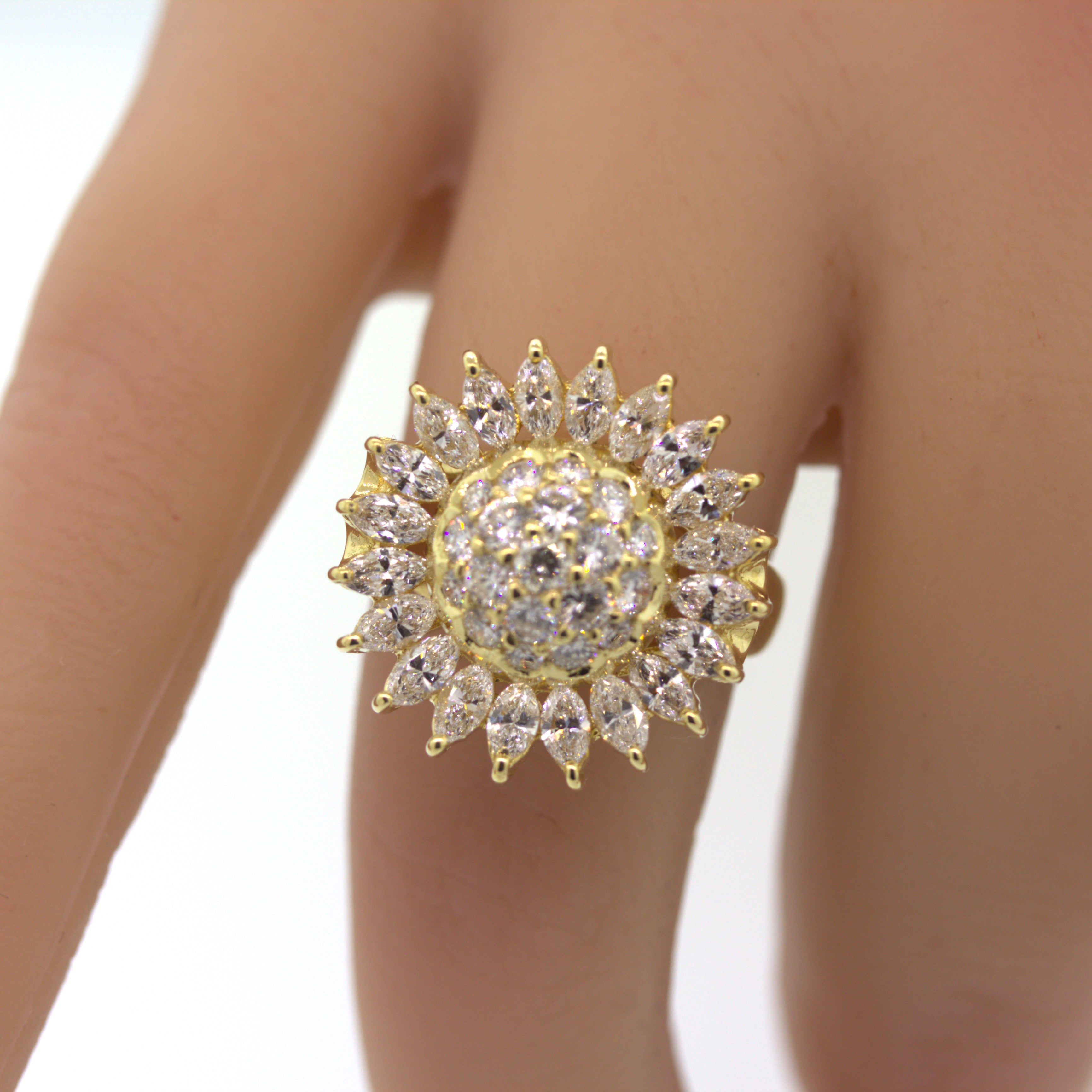 Diamond Sunflower Gold Ring