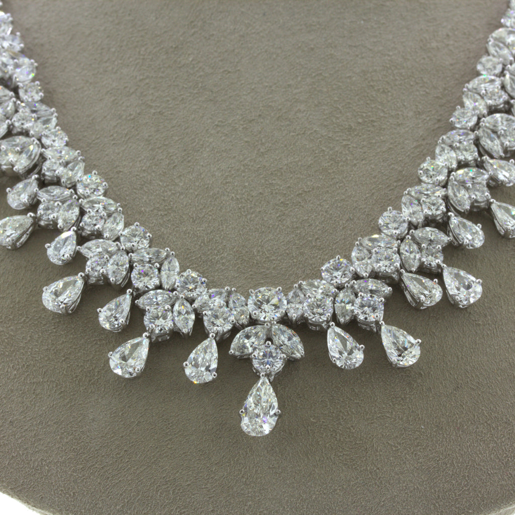 A 90.36 carat Briolette of India Diamond Necklace by Harry Winston,  estimated between 9,000,000 - 14,000,000 CHF (Swiss Francs), is pictured,  during a preview of 