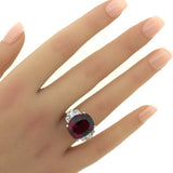 15.64 Carat Rhodolite Garnet Diamond Platinum Ring