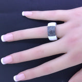 Roberto Demeglio Black Diamond AURA 18k White Gold Overlay Stretch Ring