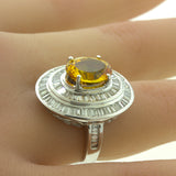 Fancy Yellow Sapphire Diamond Double-Halo 18K White Gold Ring