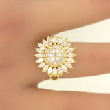 Diamond Sunflower Gold Ring