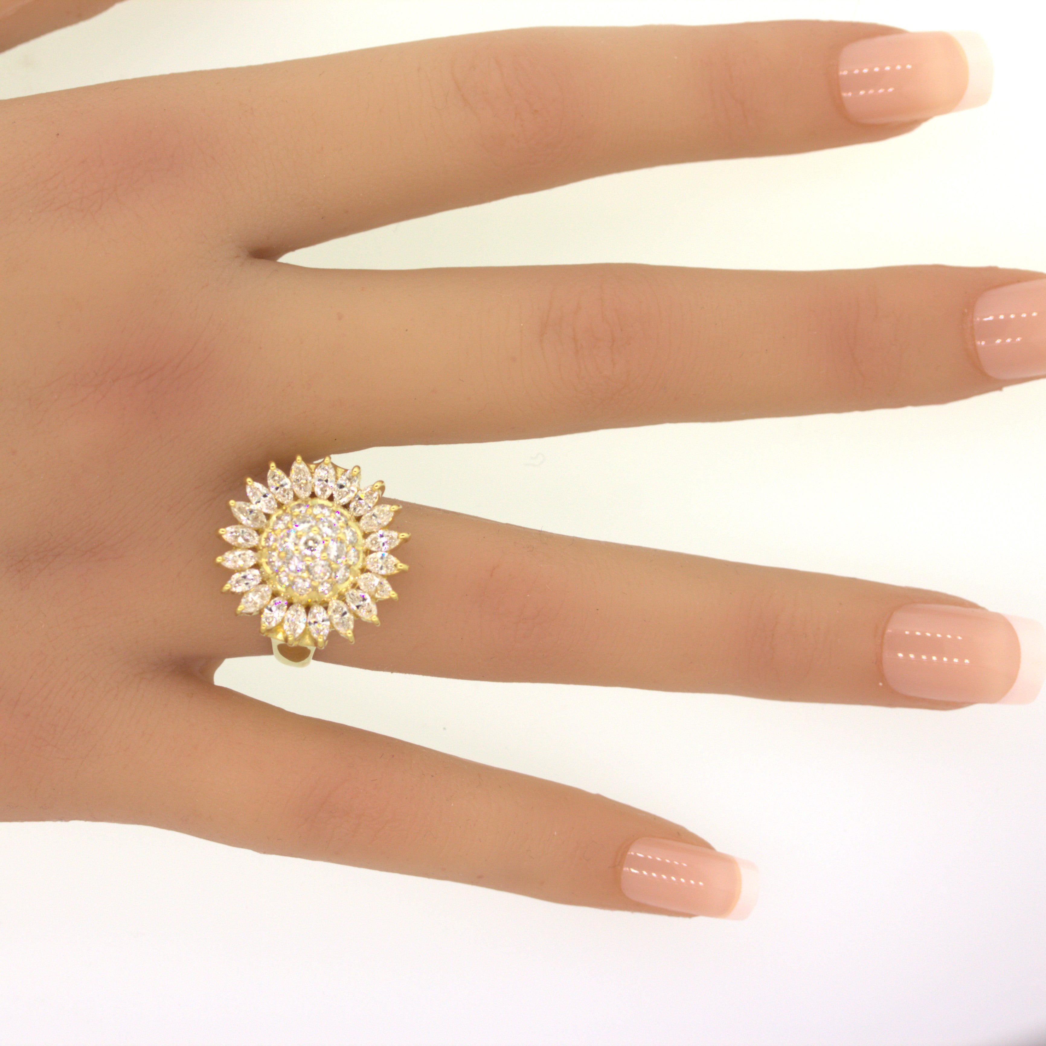 Diamond Sunflower Gold Ring