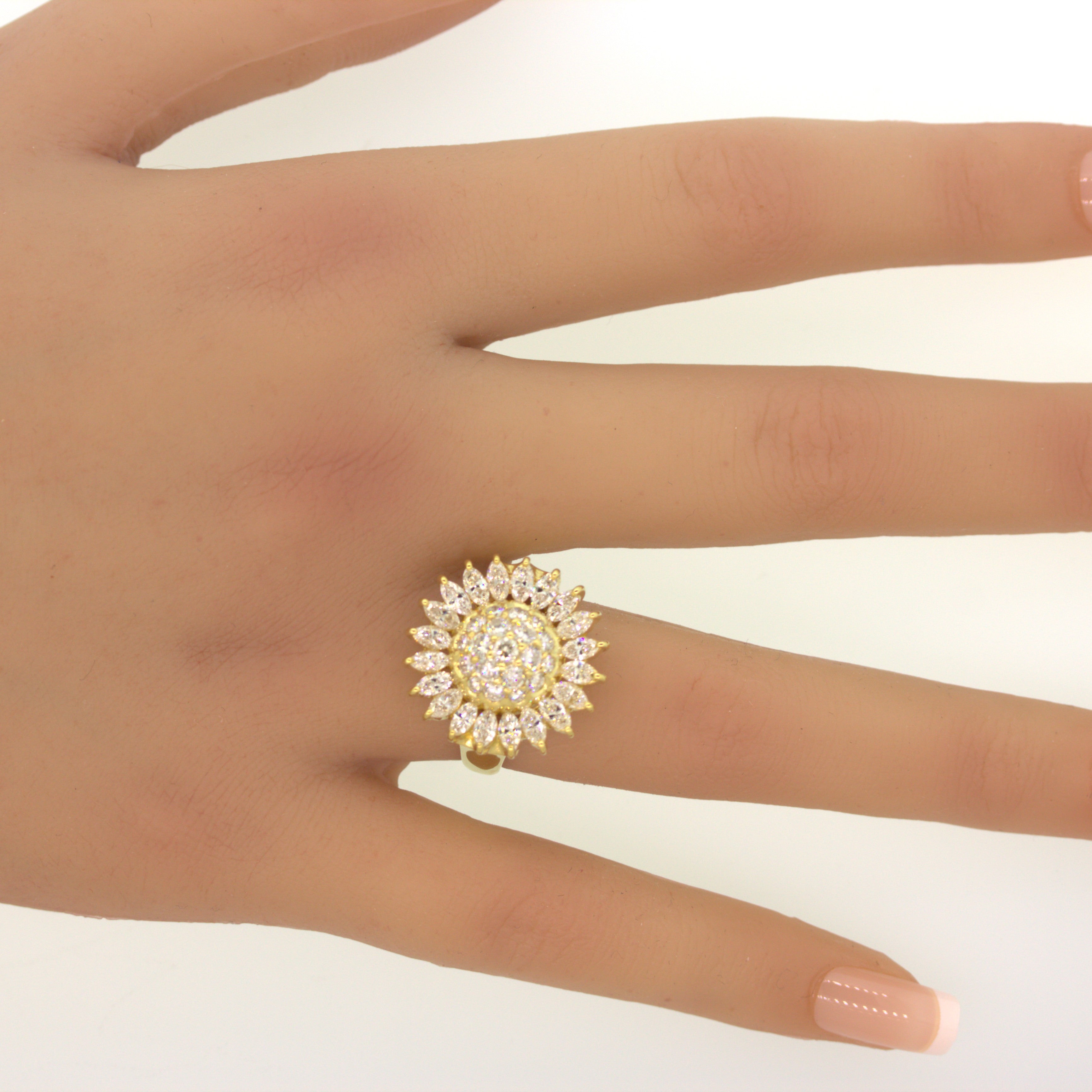 Diamond Sunflower Gold Ring