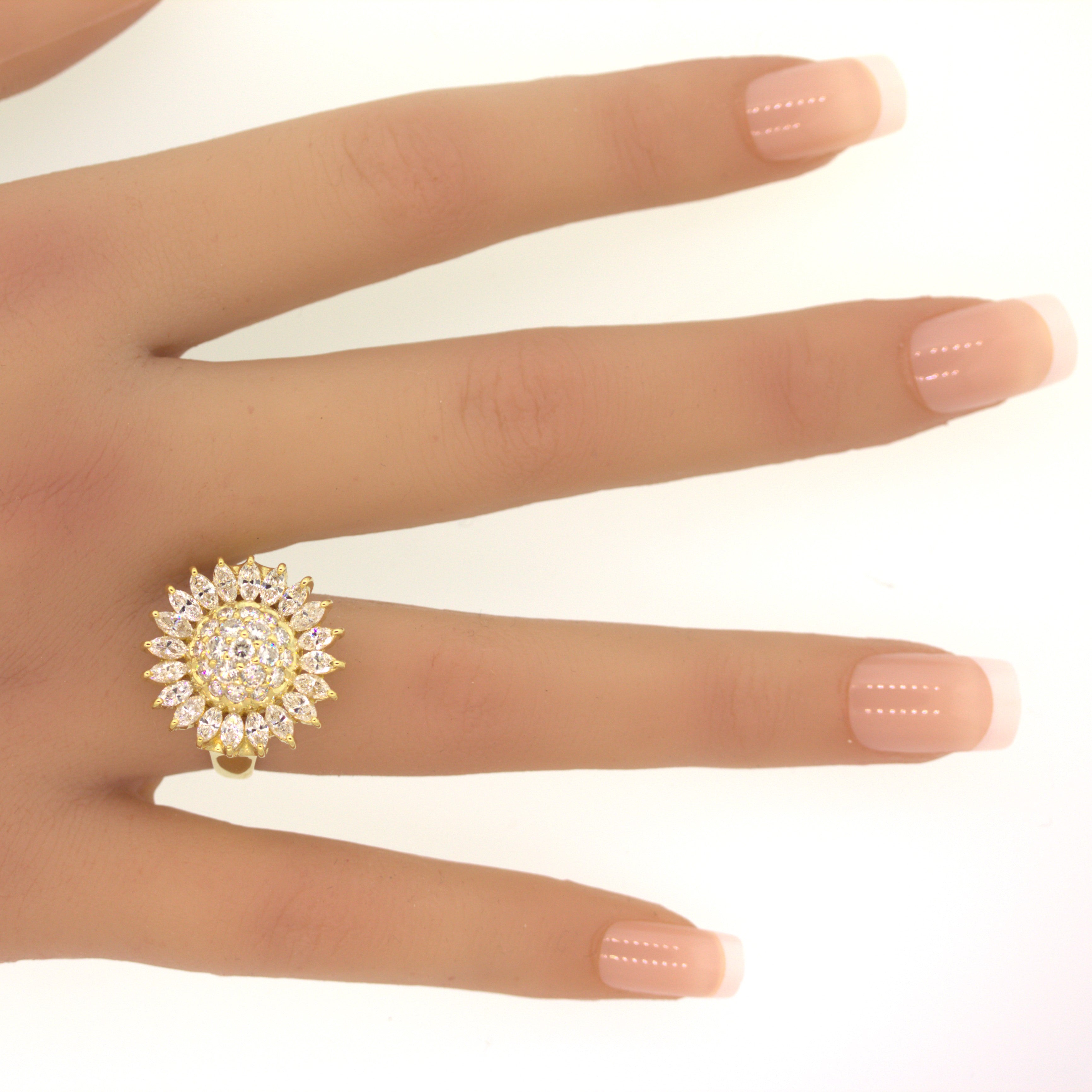 Diamond Sunflower Gold Ring