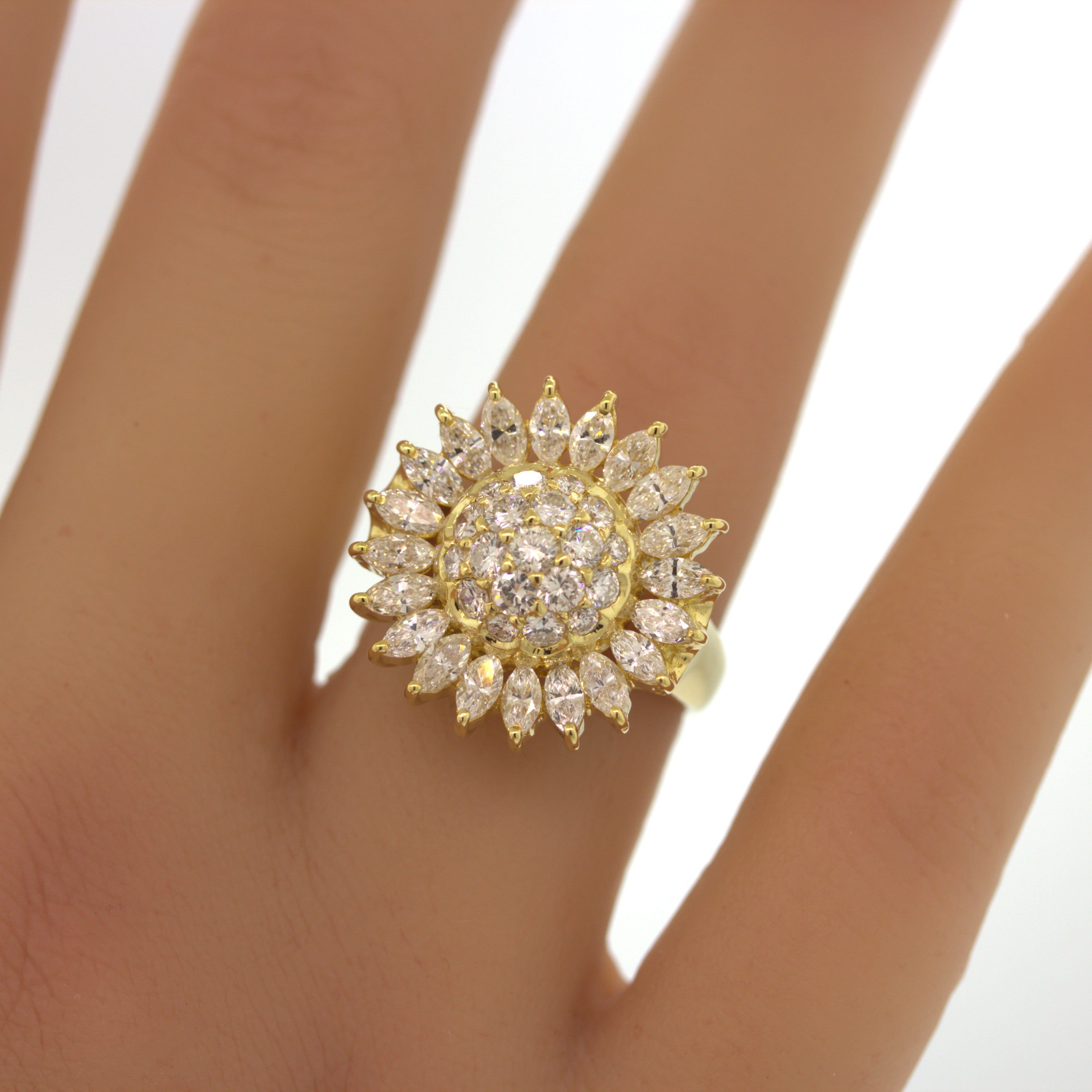 Diamond Sunflower Gold Ring