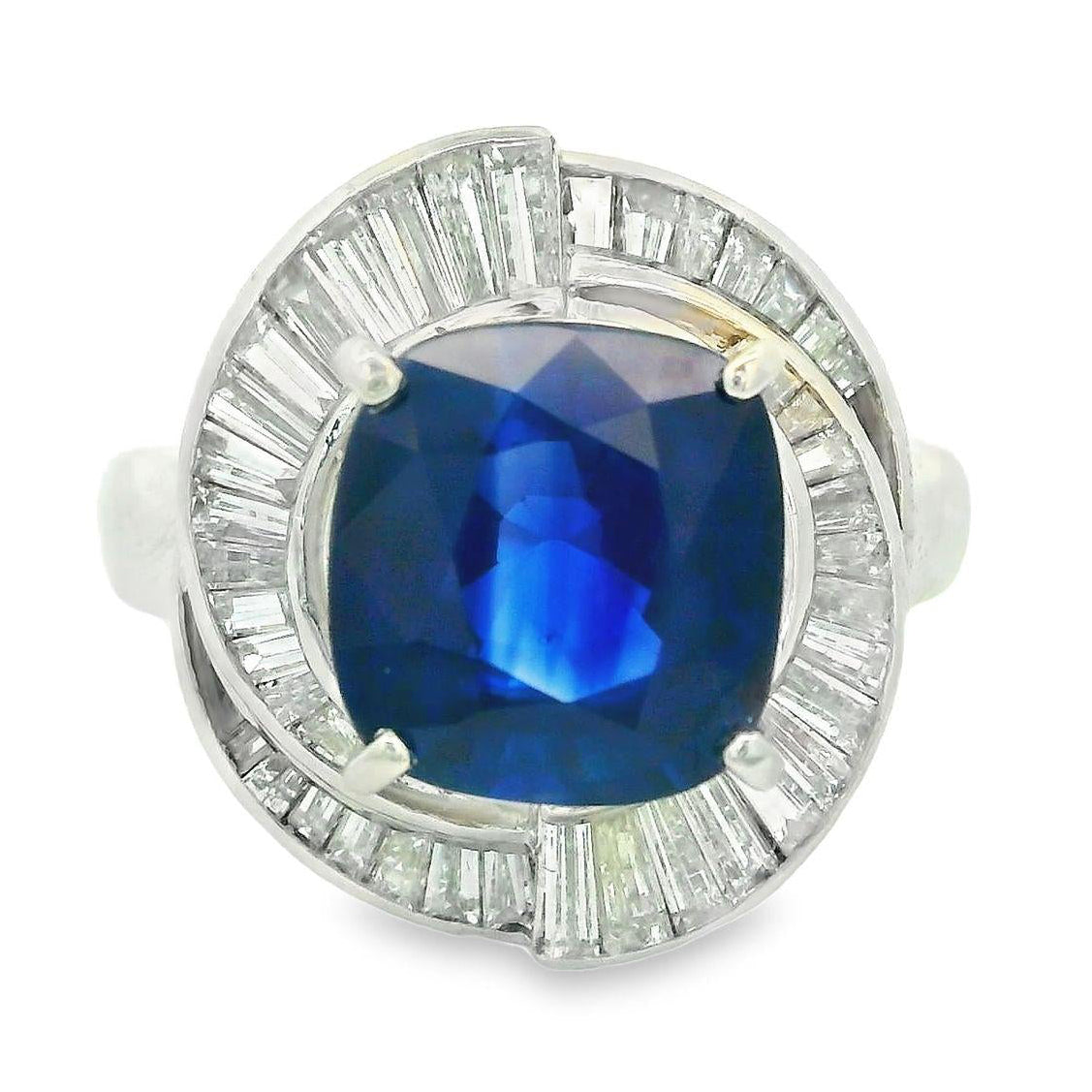 3.98 Carat Royal-Blue Ceylon Sapphire Diamond Platinum Ring, GRS Certified