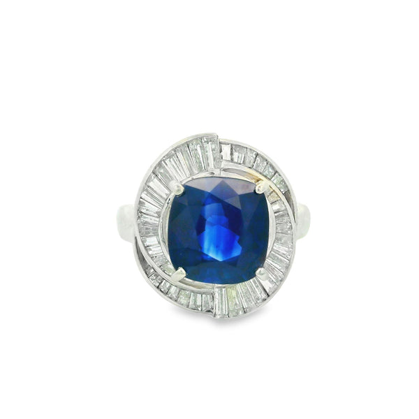 3.98 Carat Royal-Blue Ceylon Sapphire Diamond Platinum Ring, GRS Certified