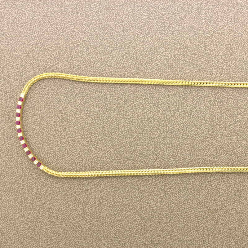 Gemlok Ruby Diamond 18k Yellow Gold Collar Necklace