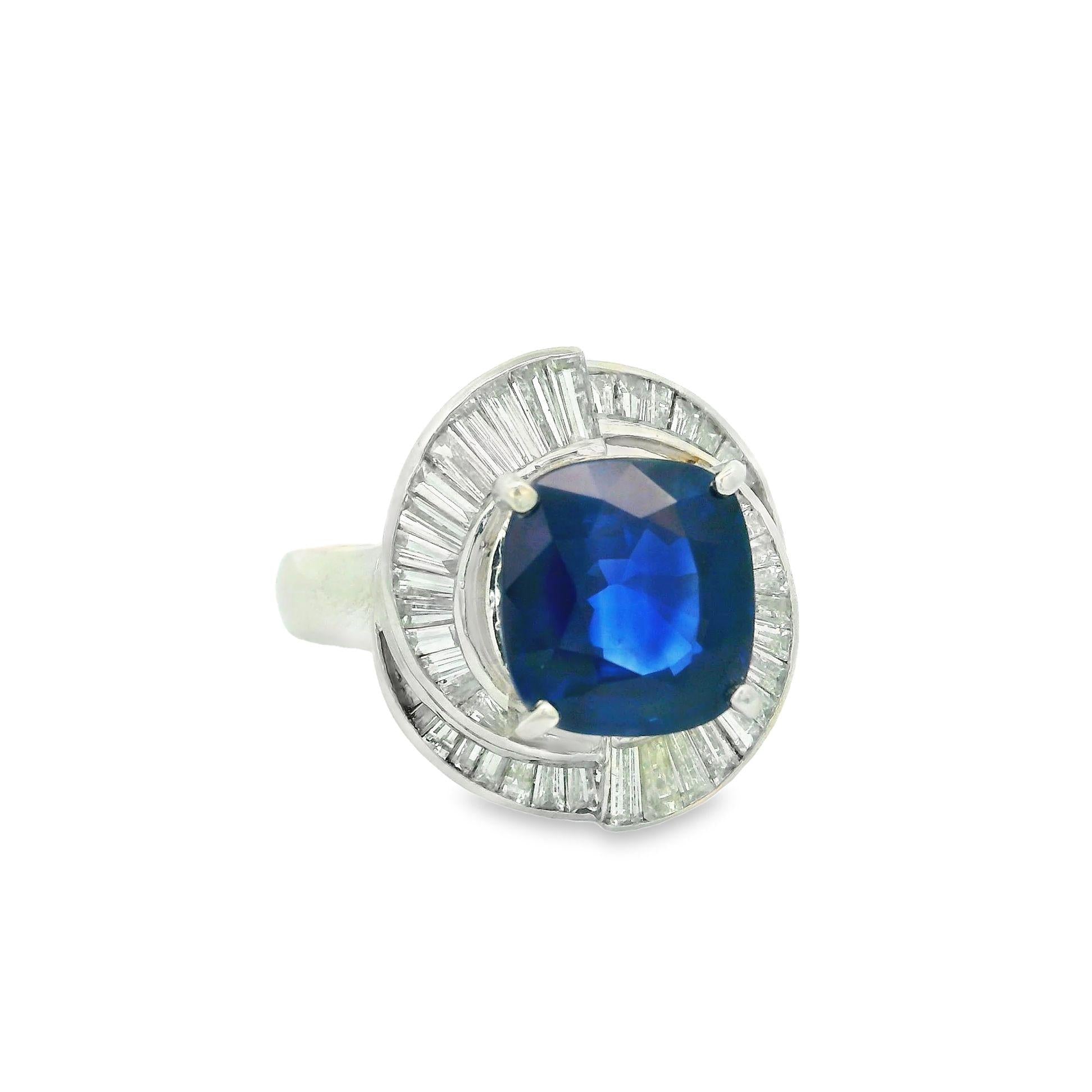 3.98 Carat Royal-Blue Ceylon Sapphire Diamond Platinum Ring, GRS Certified