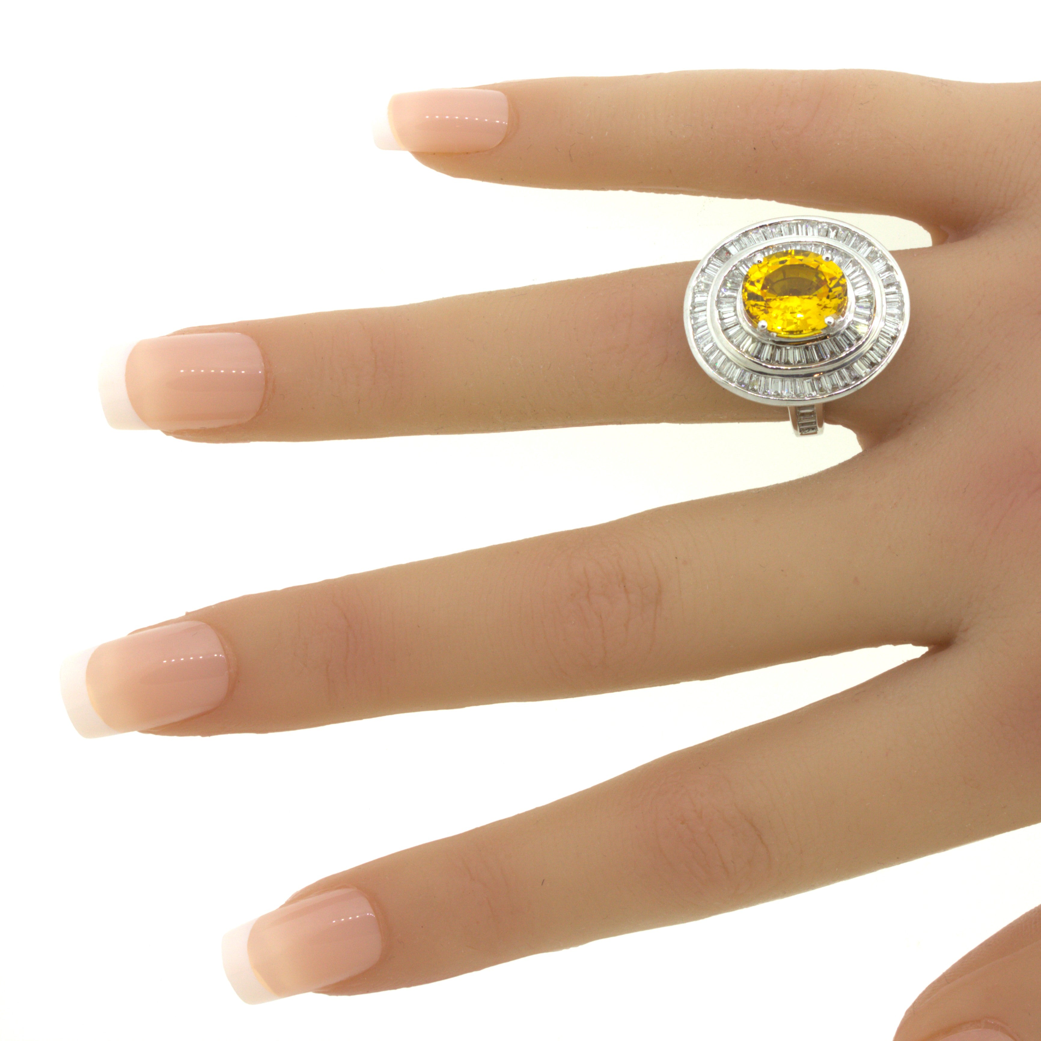 Fancy Yellow Sapphire Diamond Double-Halo 18K White Gold Ring