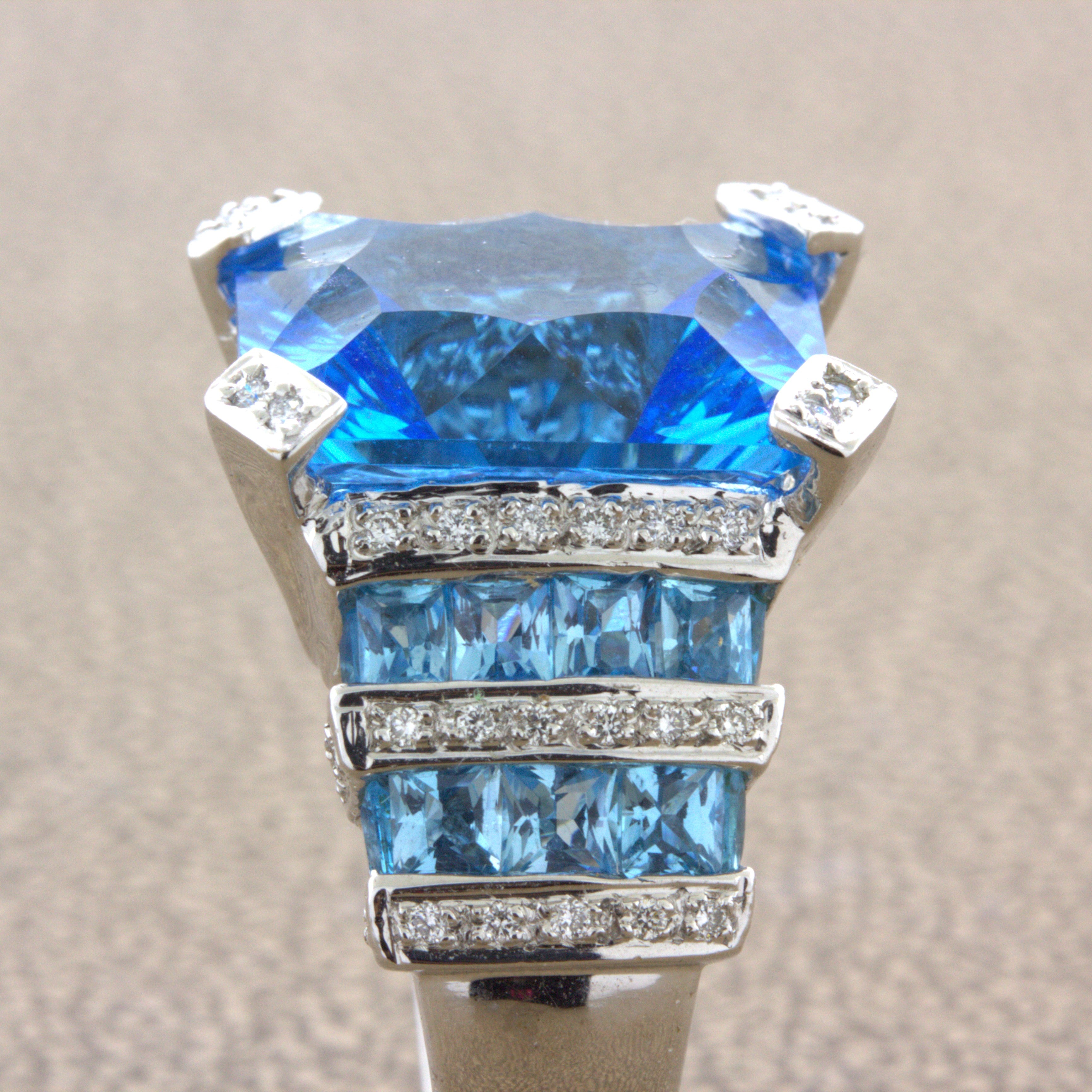 Bellarri Blue Topaz Diamond 18K White Gold Ring