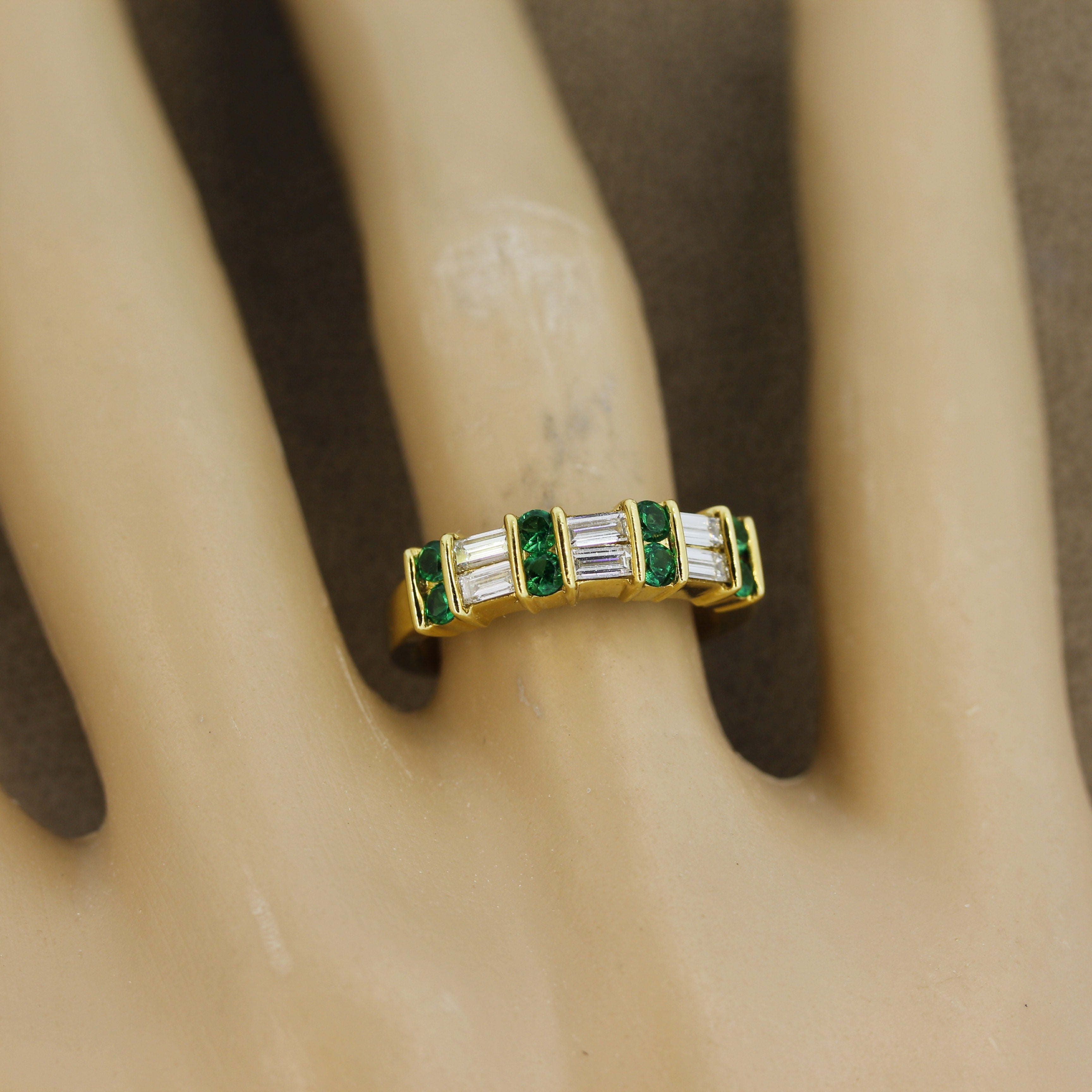 Gemlok Diamond Emerald Gold Band Ring