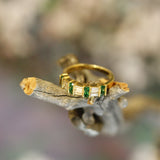 Gemlok Diamond Emerald Gold Band Ring