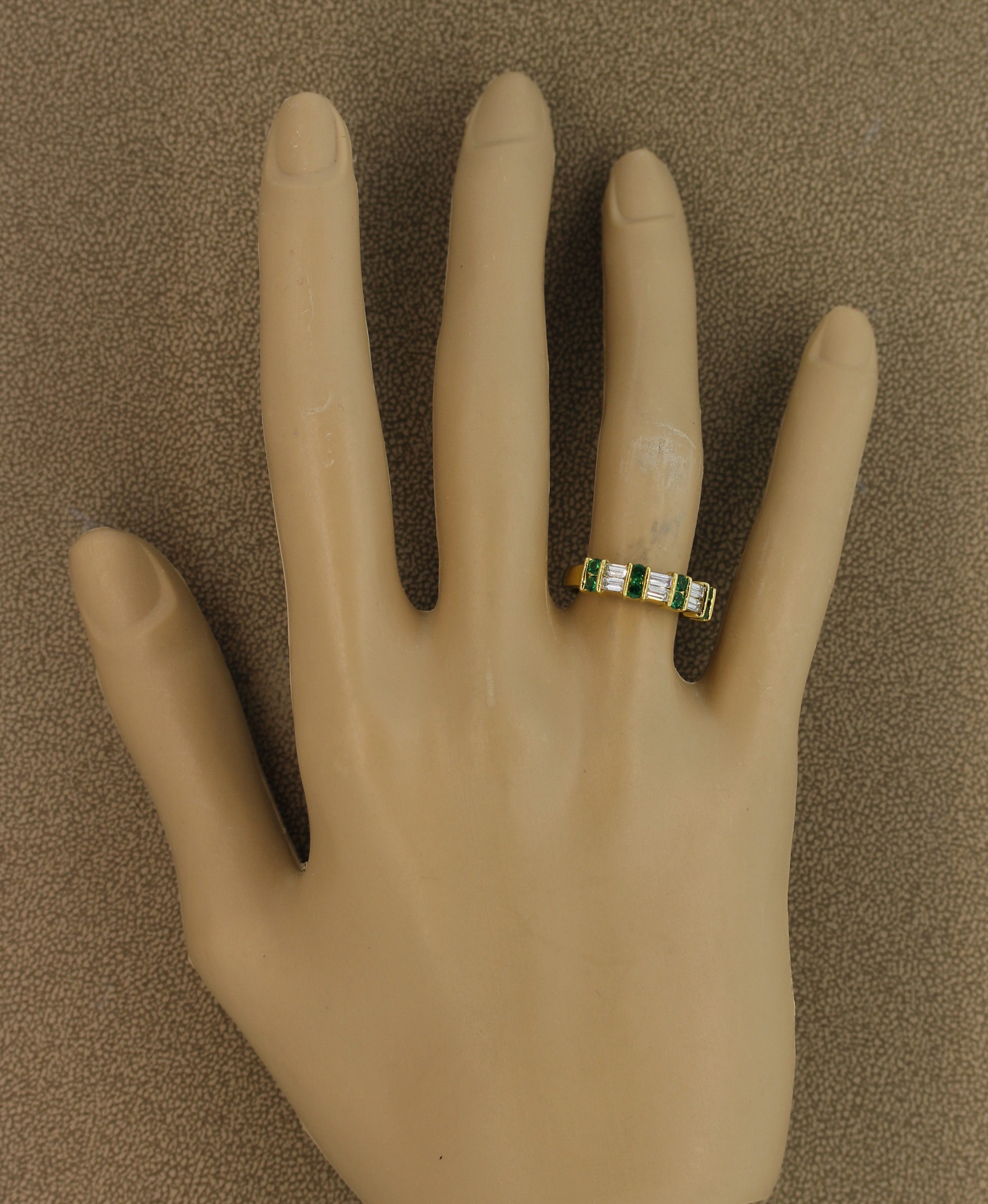 Gemlok Diamond Emerald Gold Band Ring