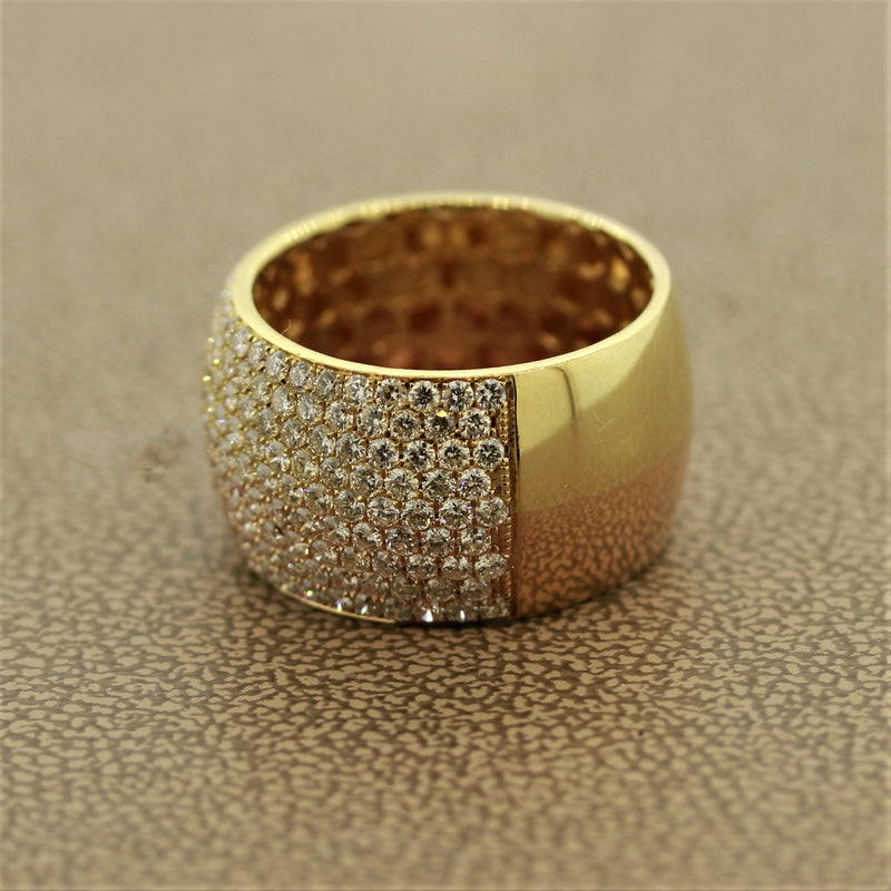 Diamond Gold Two-Tone Wide Band Ring