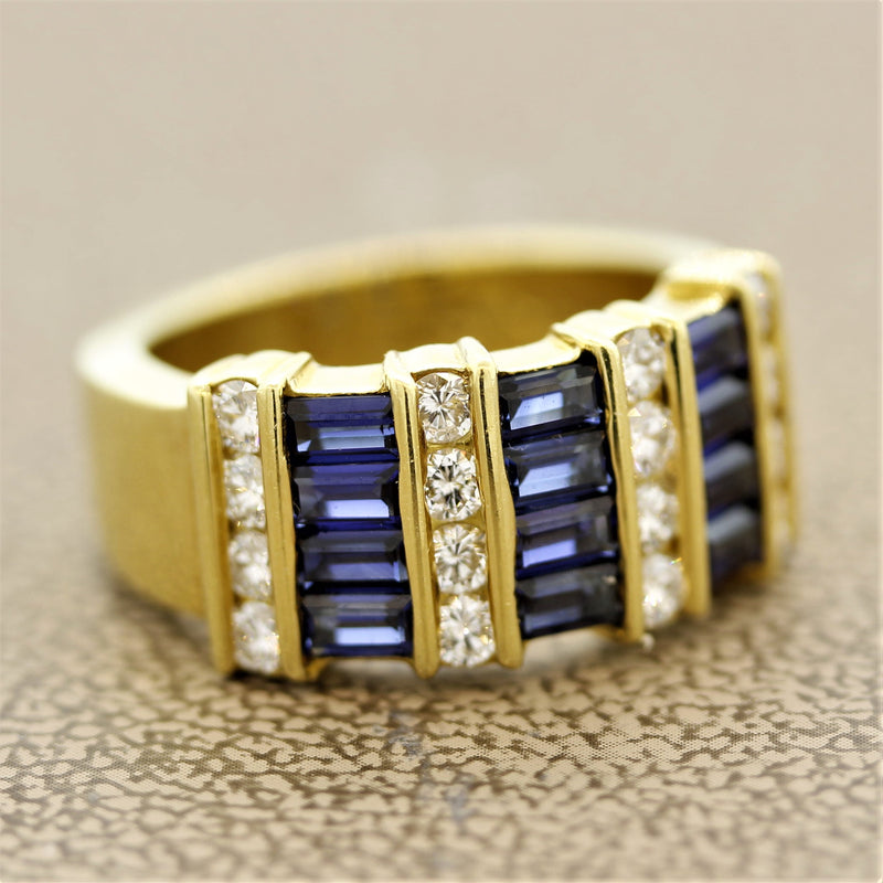 Gemlok Sapphire Diamond Gold Ring Band
