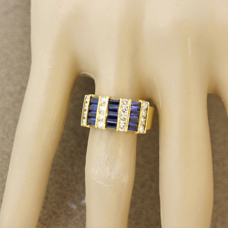 Gemlok Sapphire Diamond Gold Ring Band