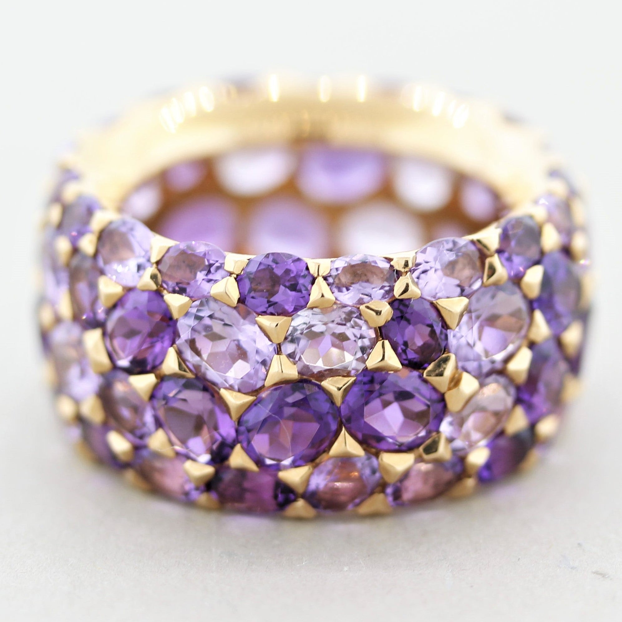 Amethyst Gold Wide Eternity Band Ring
