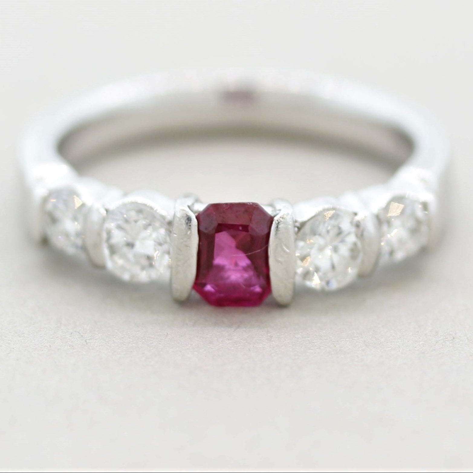Ruby Diamond Platinum Band Ring