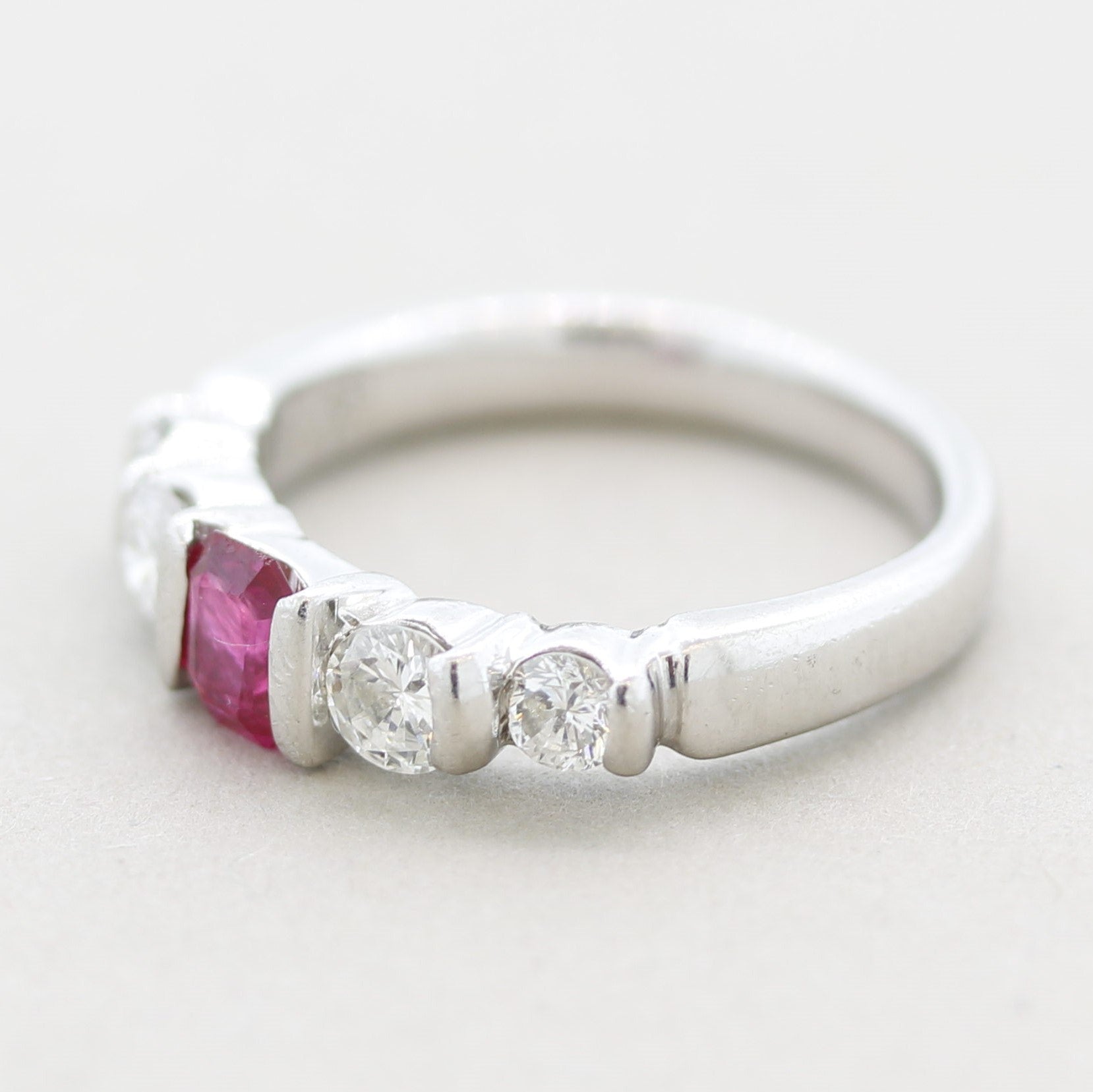 Ruby Diamond Platinum Band Ring