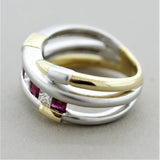Ruby Diamond Gold & Platinum Two-Tone Wrap Ring