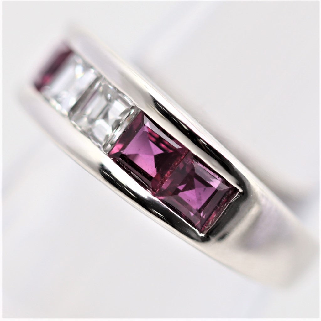 Fine Diamond & Ruby Platinum Band Ring