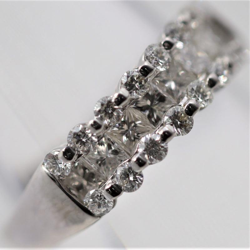 Diamond 3-Row Gold Band Ring