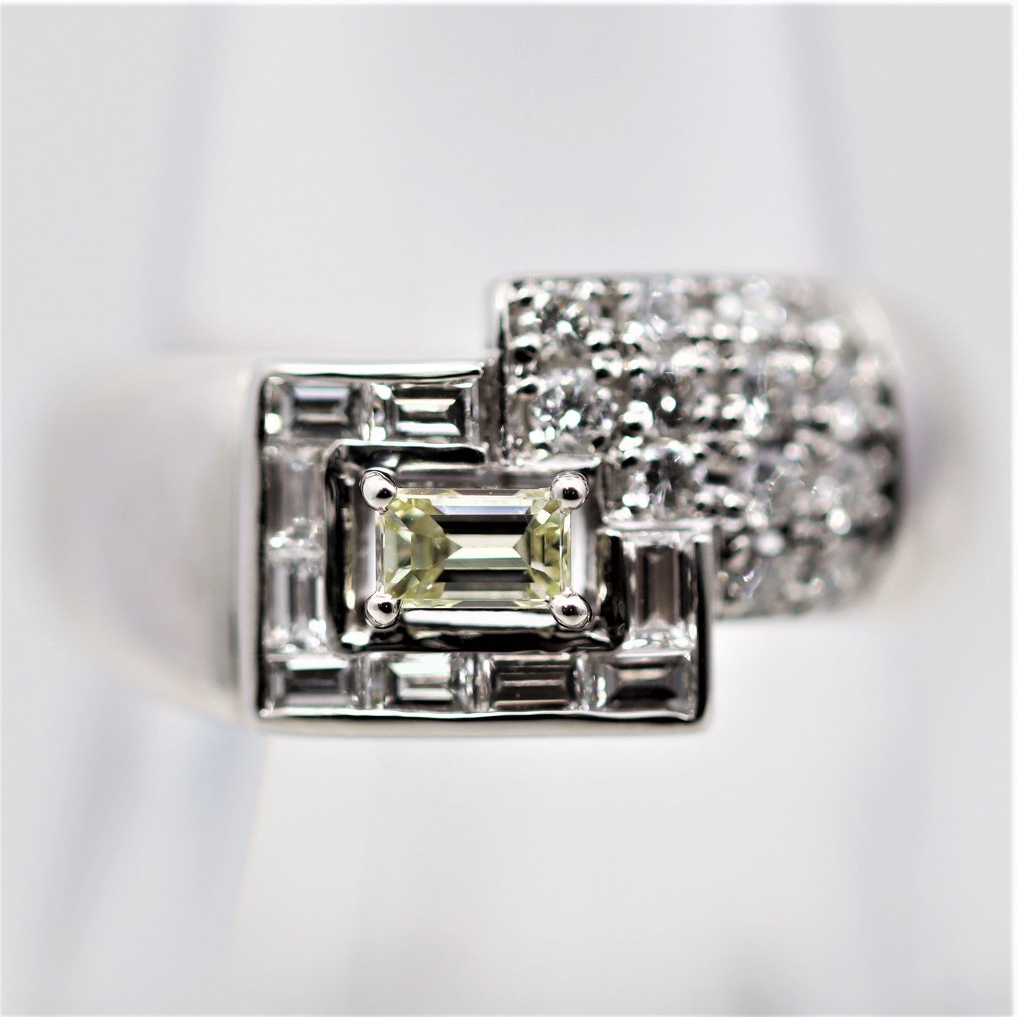 Geometric Diamond Platinum Ring