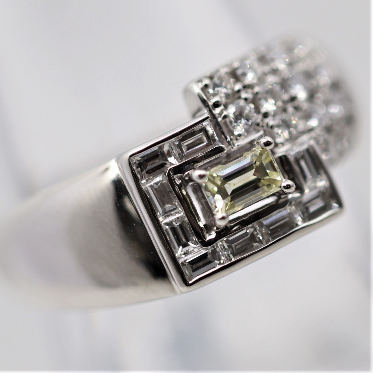 Geometric Diamond Platinum Ring