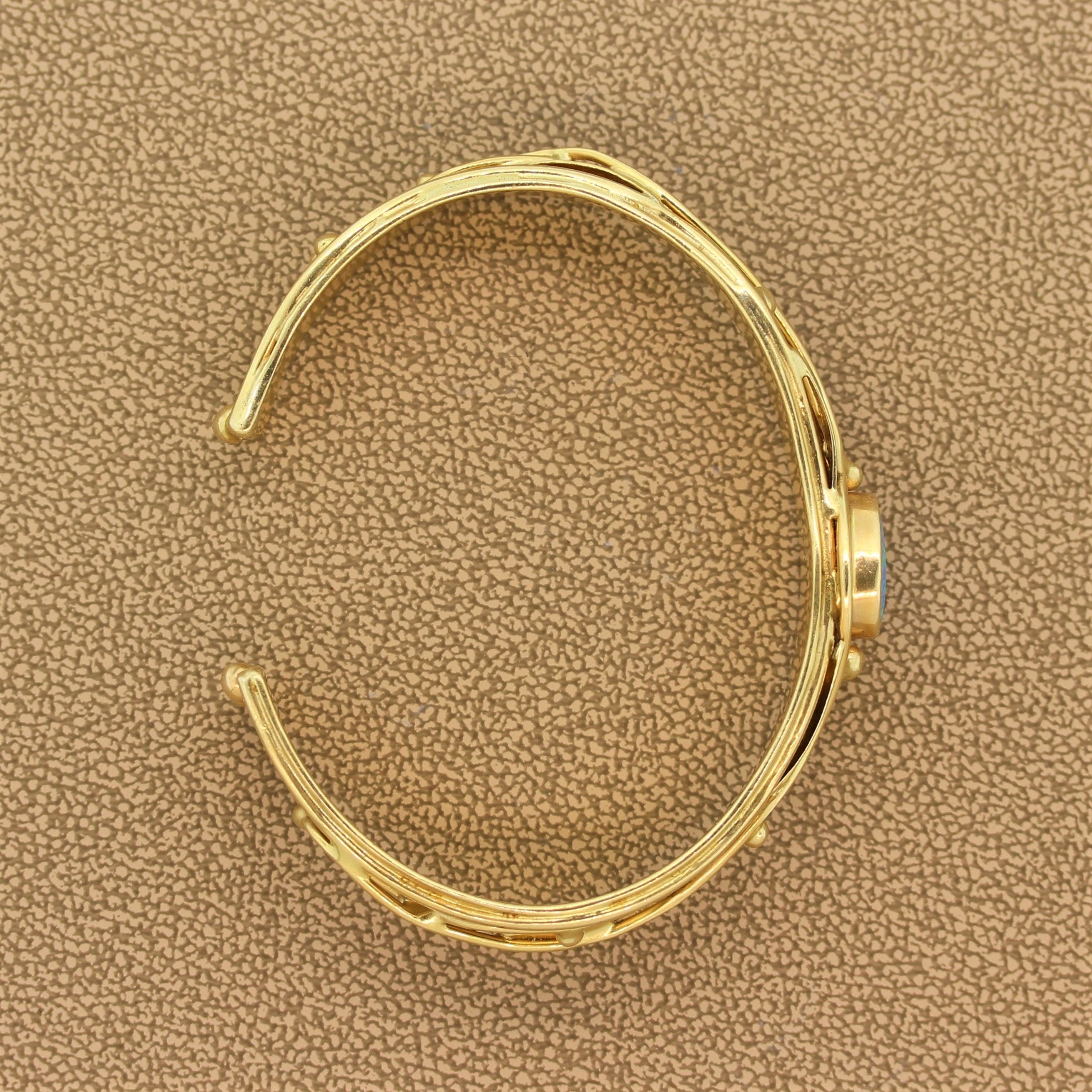 Australian Opal Gold Cuff Bracelet