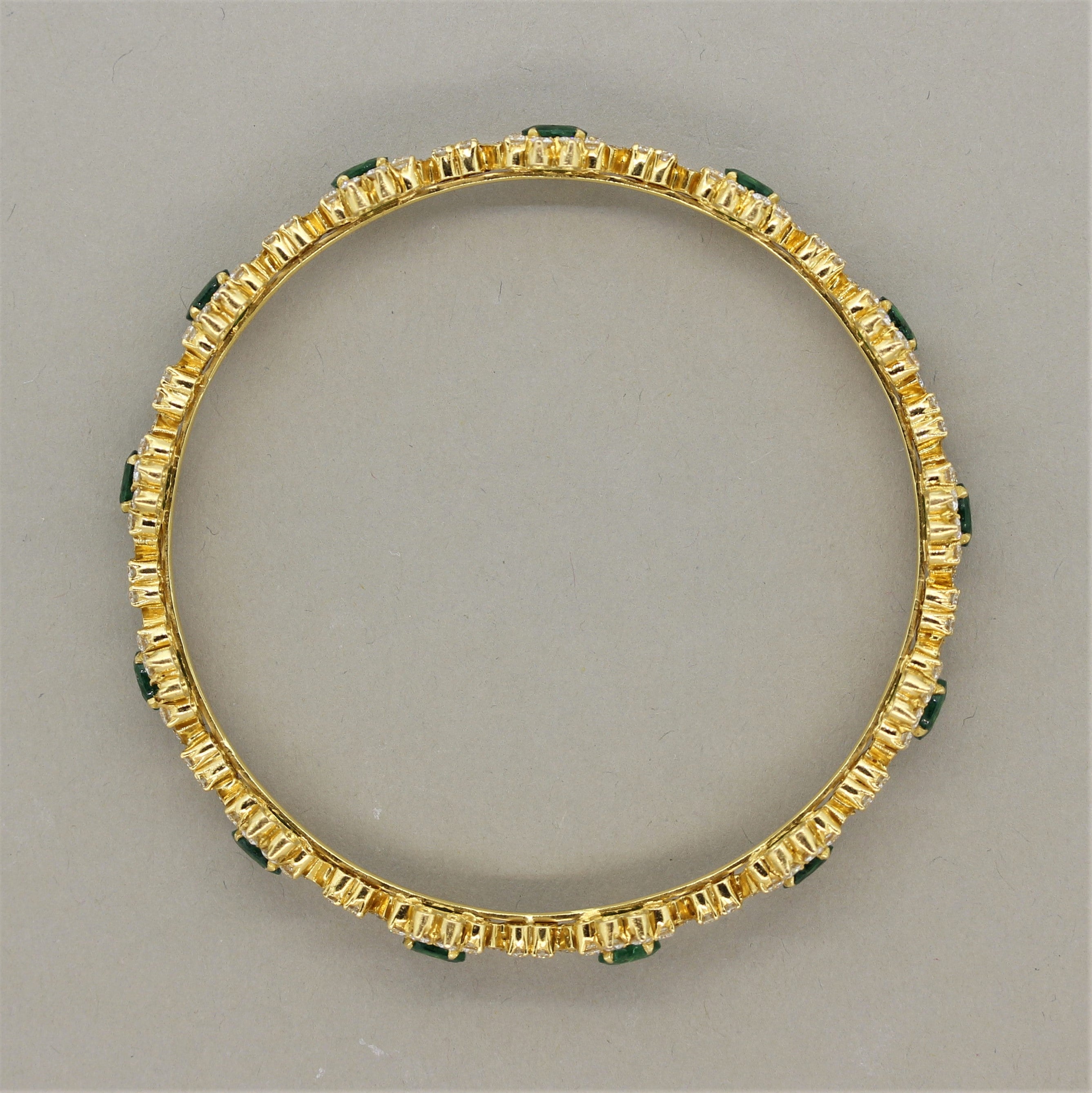 Emerald Diamond Gold Eternity Bangle